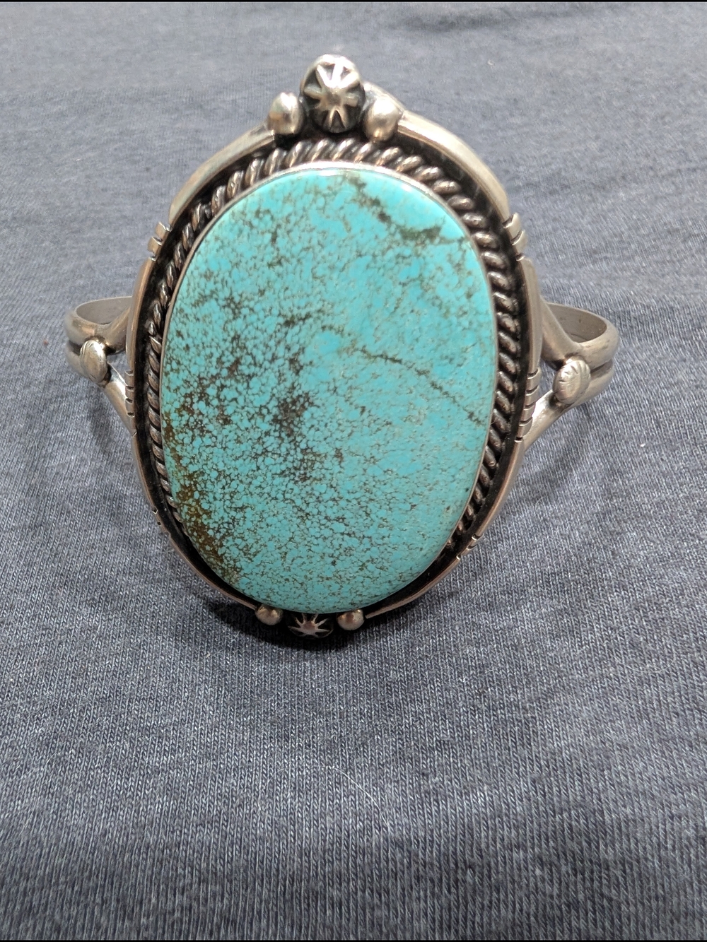 Mine 8 Turquoise Stone Sterling Silver Cuff By Eugene Belone